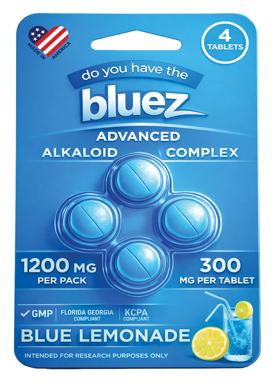 Bluez Blue Lemonade 300mg Alkaloid Complex 4-count blister pack