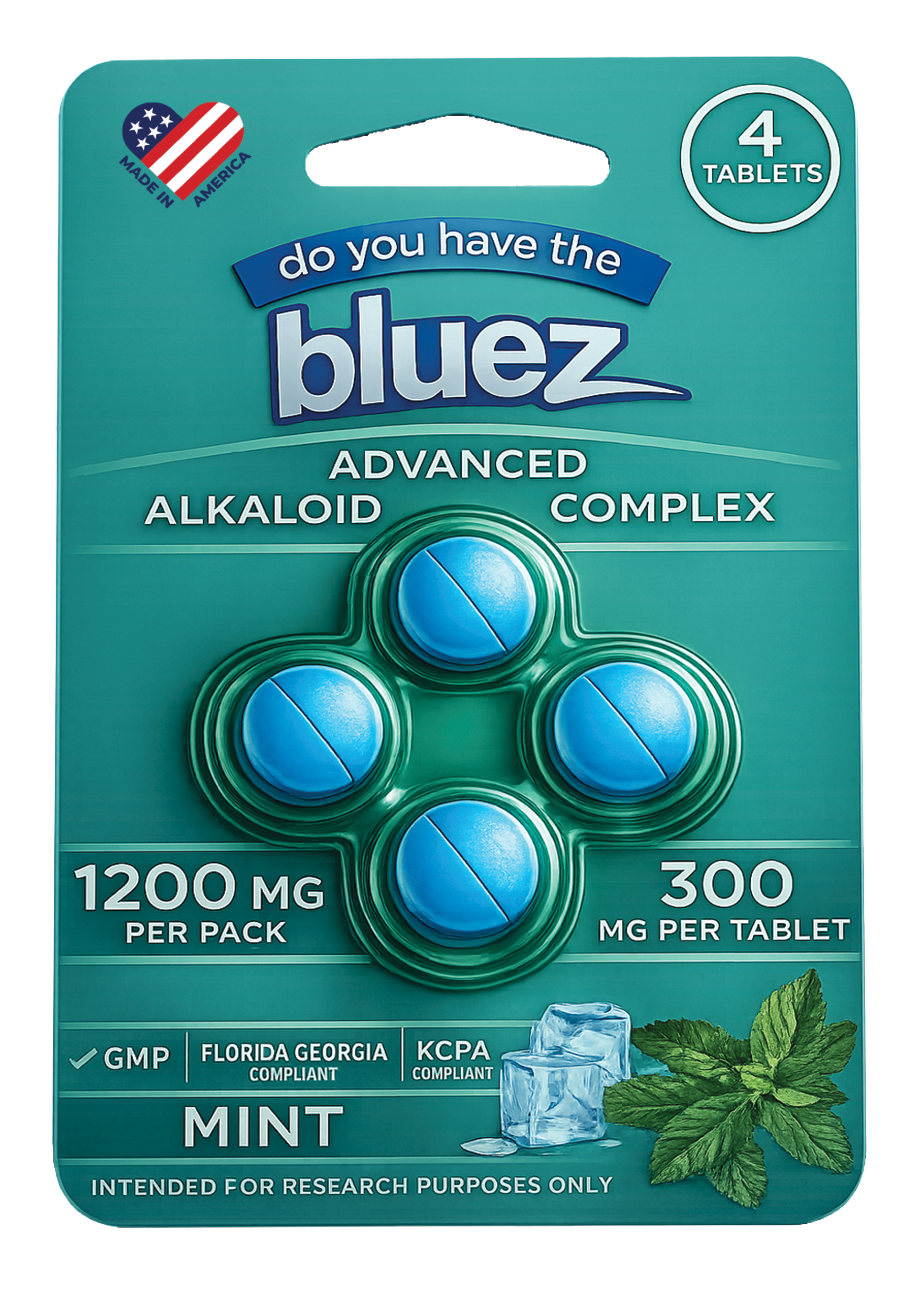 Bluez Mint 300mg Alkaloid Complex 4-count blister pack